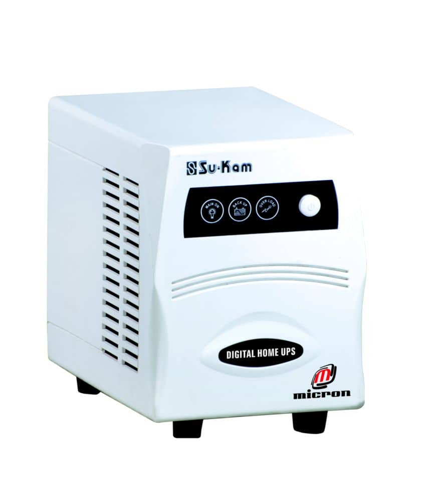 Su-Kam Micron Digital UPS — white plastic home UPS with red button, MICRON badge and DIGITAL UPS label