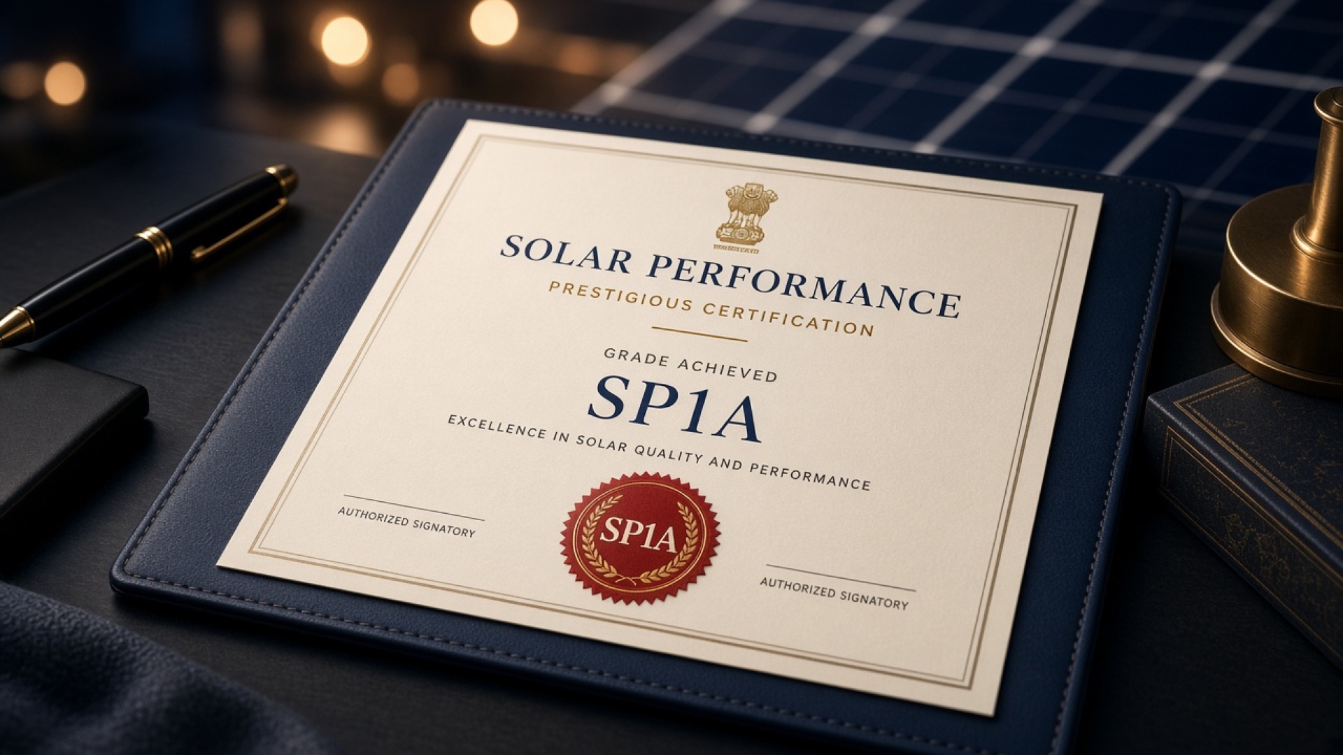 SP1A solar grading seal — highest MNRE-CRISIL grade hero