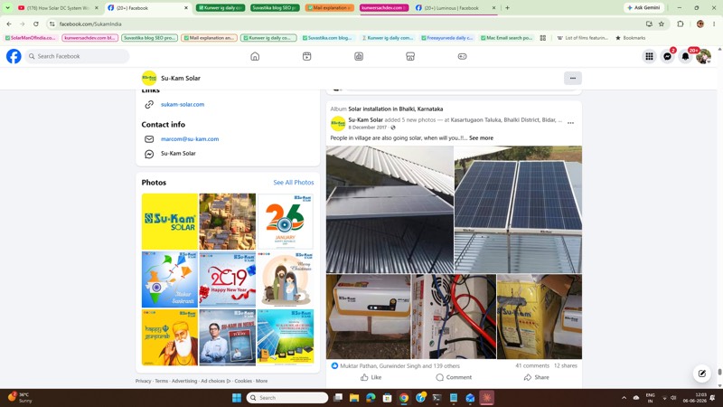 Screenshot of Su-Kam Solar Facebook album Solar installation in Bhalki Karnataka December 8 2017