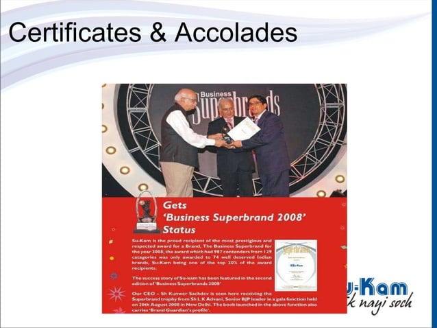 Business Superbrand — Kunwer Sachdev receiving trophy from L. K. Advani