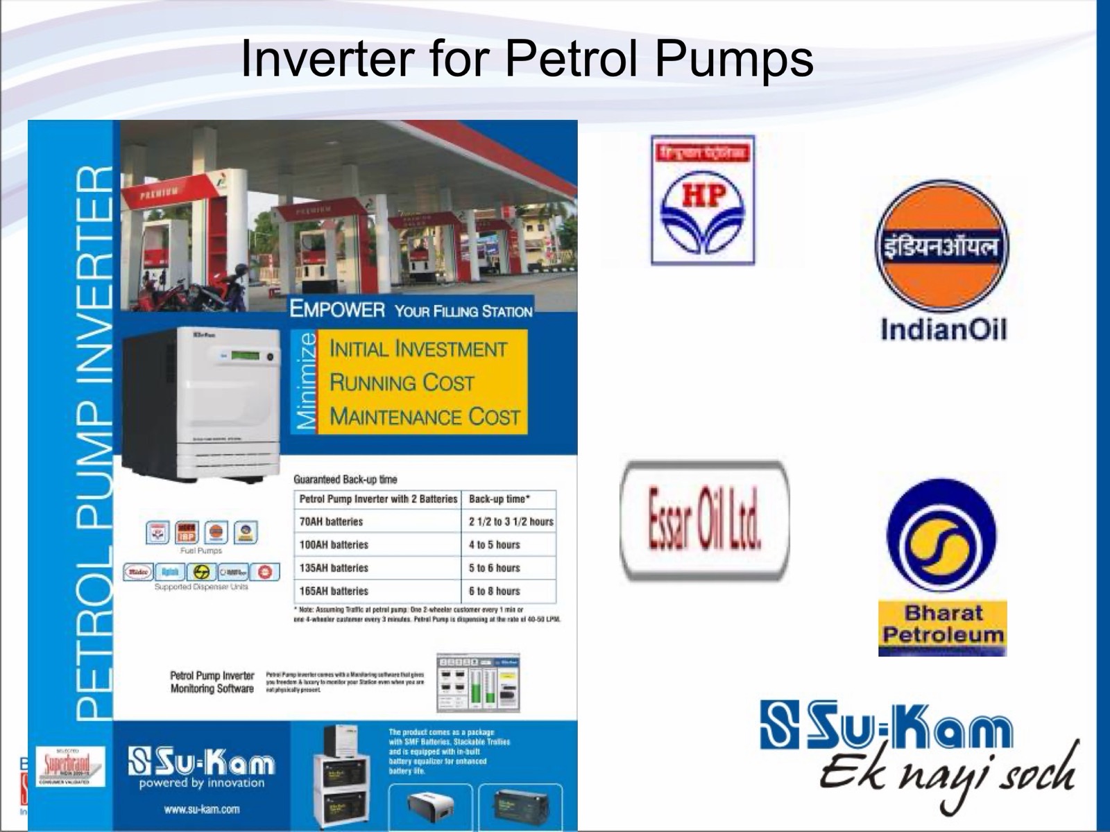 MDS Marriott Chandigarh 2011 slide — Inverter for Petrol Pumps