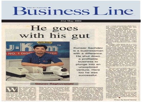 Hindu Business Line 21 May 2004 — He goes with his gut — Kunwer Sachdev with plastic digital inverter units