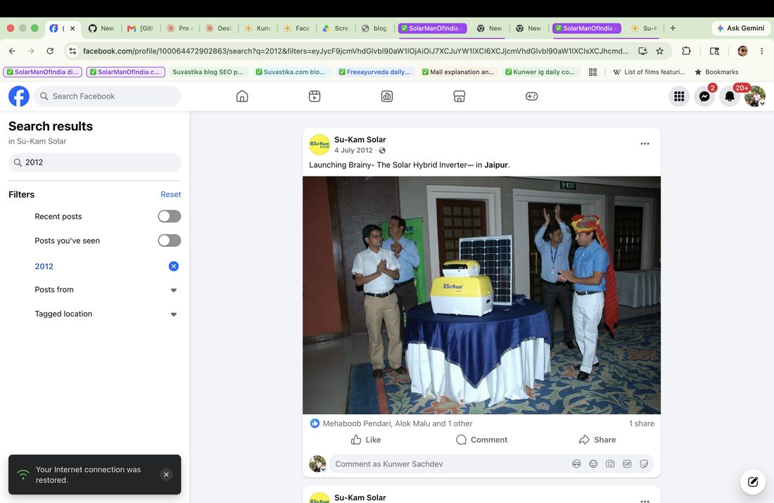 Launching the Brainy Solar Hybrid Inverter in Jaipur, 2012 — documented on the Su-Kam Solar Facebook page