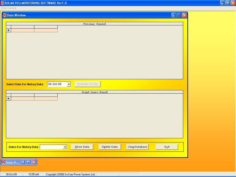 Su-Kam Solar PCU Monitoring Software showing connected status