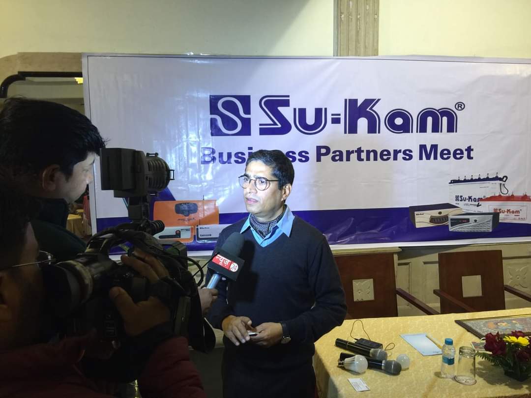 Kunwer Sachdev interviewed by the press at a Su-Kam Business Partners Meet
