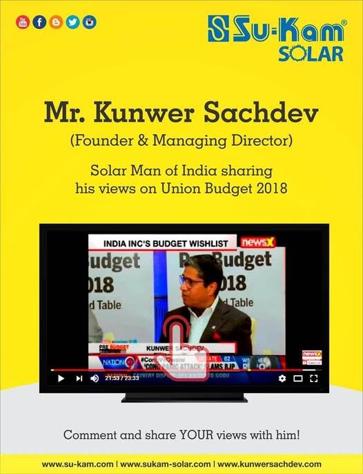 Kunwer Sachdev on NewsX — India Inc's Budget Wishlist for Solar