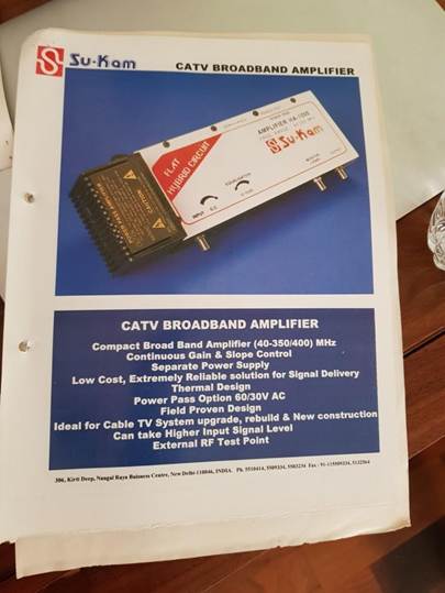 A Su-Kam cable-TV product brochure.