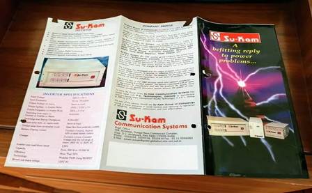 “A befitting reply to power problems” — our first inverter brochure.