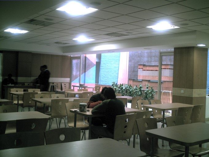 The office canteen — feeding a hundred every day.
