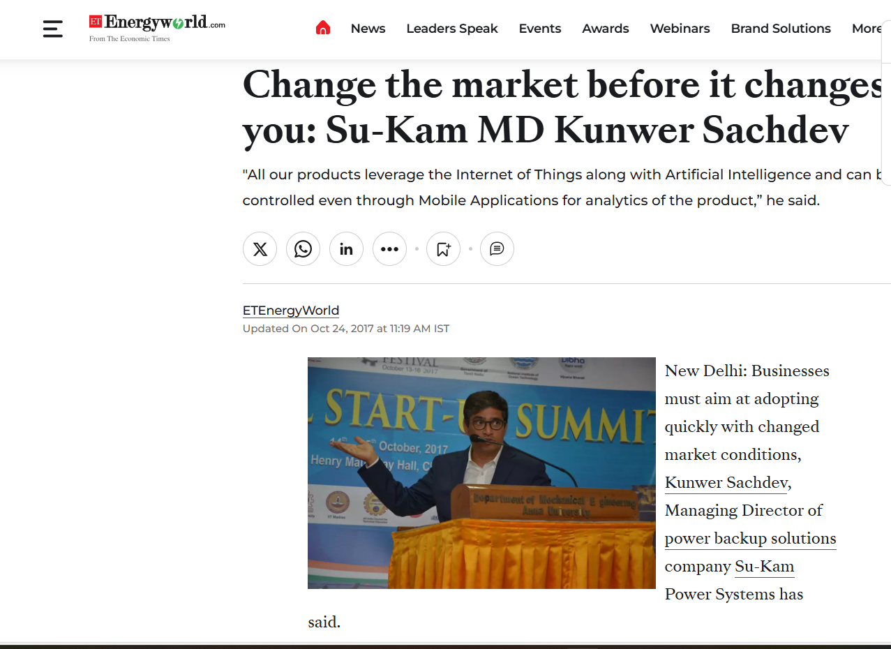 ET EnergyWorld: Change the market before it changes you — Kunwer Sachdev