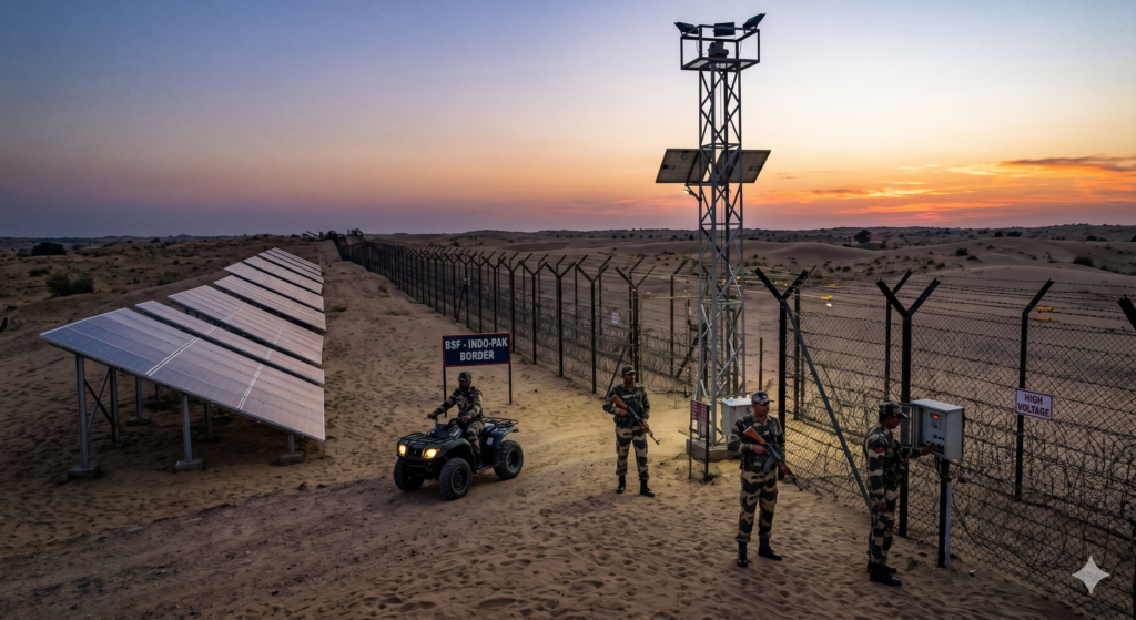 India’s first solar-powered border fencing — BSF, Indo-Pak border.